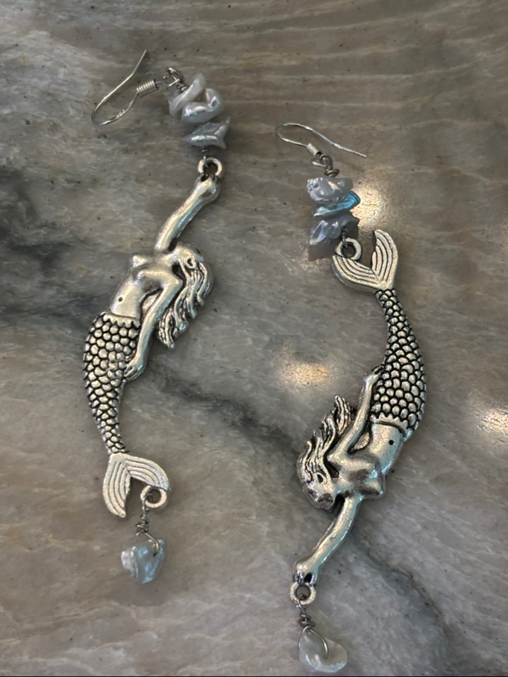 Mermaid Drop Earrings with  925 ear wires
